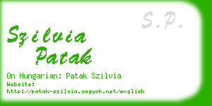 szilvia patak business card